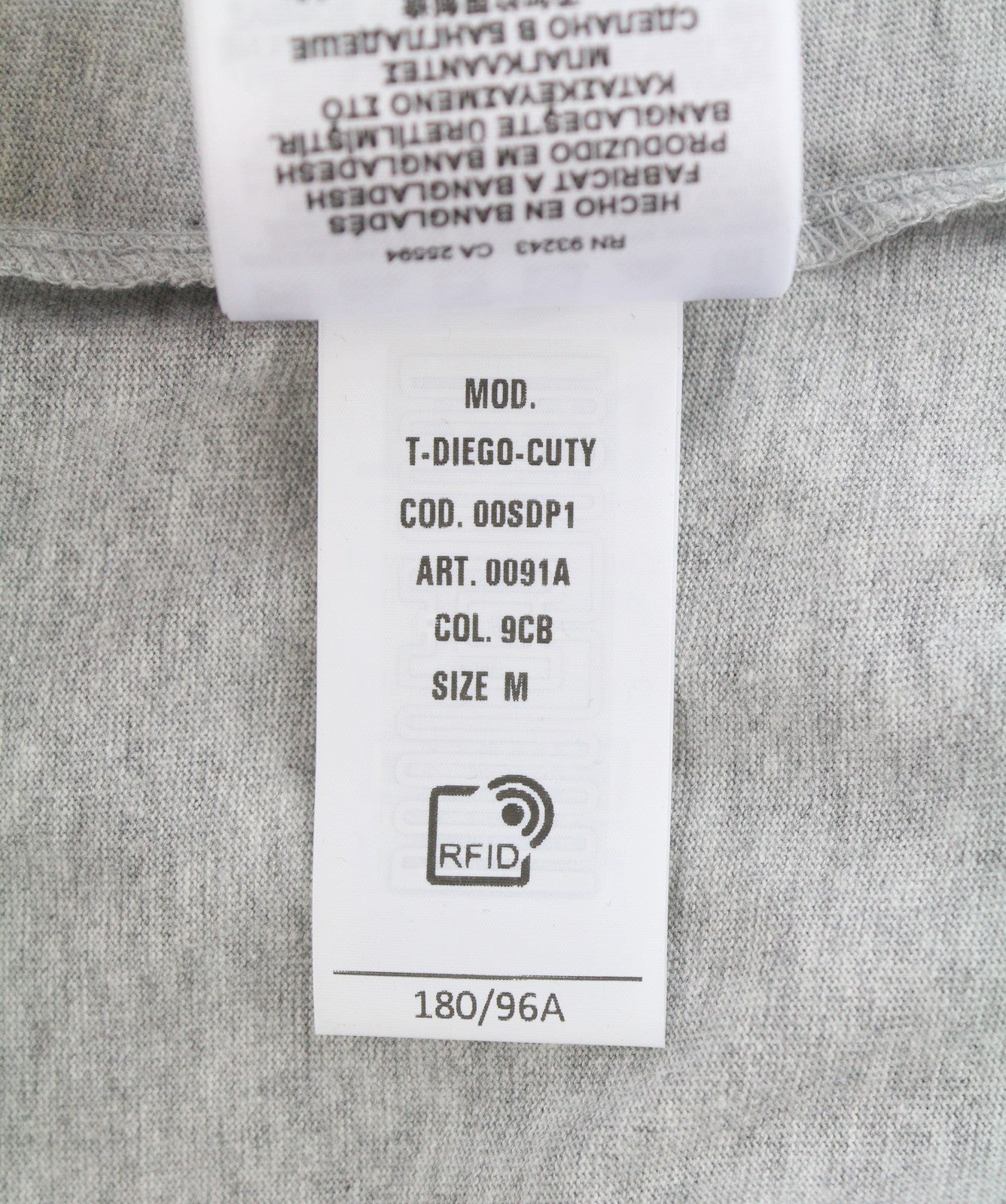 DIESEL T-Diego-Cuty Men T-Shirt M Grey Melange Crew Neck Short Sleeve