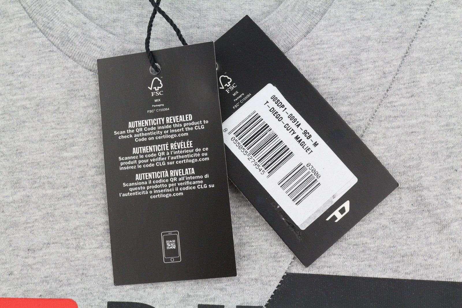 DIESEL T-Diego-Cuty Men T-Shirt M Grey Melange Crew Neck Short Sleeve