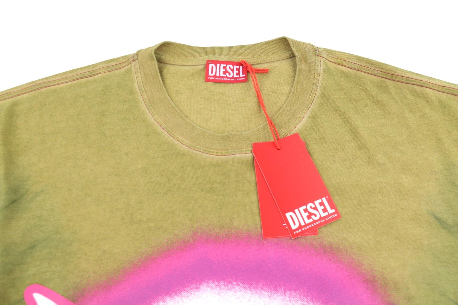 DIESEL T-Boxt-R24 Men T-Shirt L Green Oversized Printed Short Sleeve RRP150