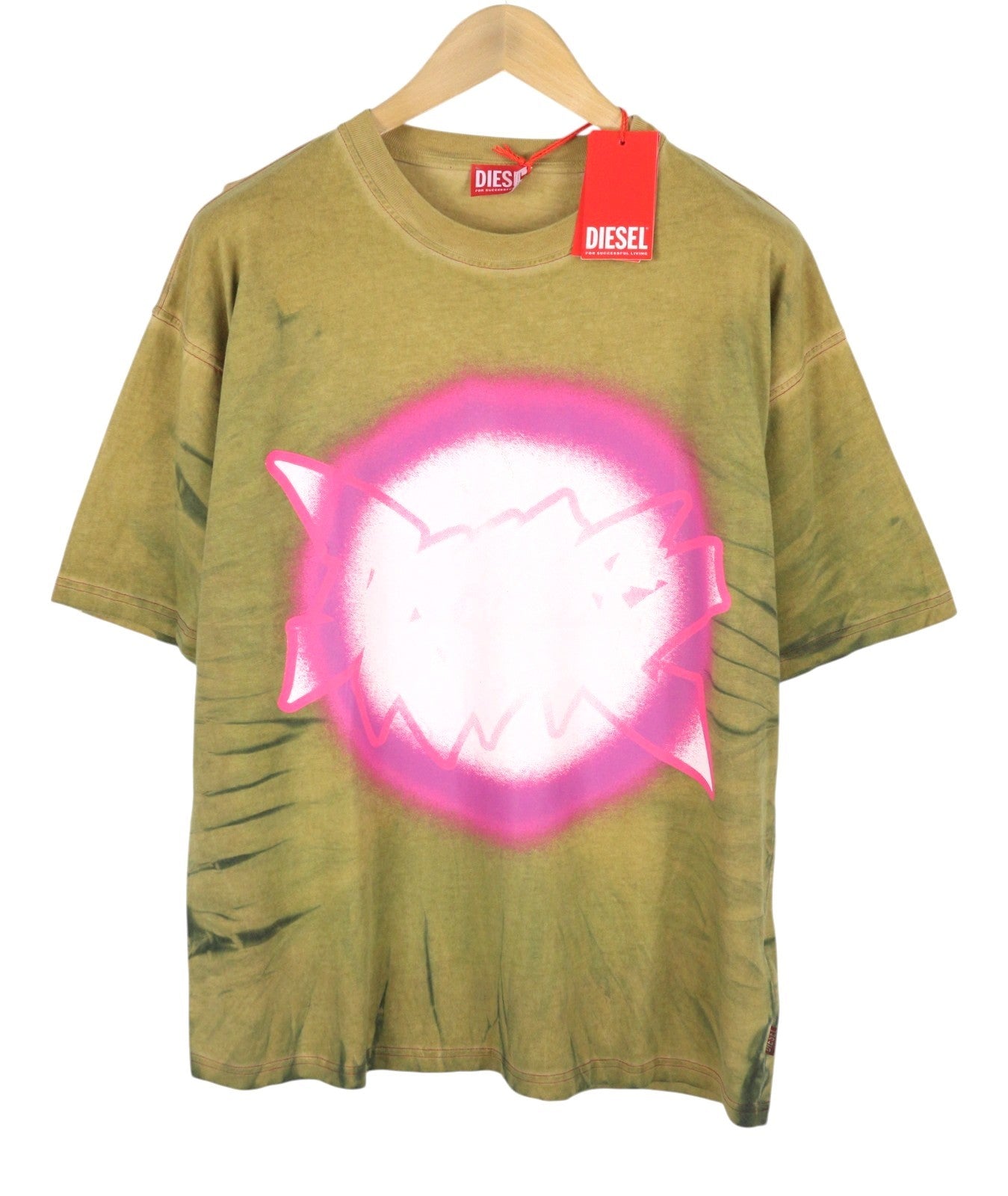 DIESEL T-Boxt-R24 Men T-Shirt M Green Oversized Printed Short Sleeved RRP150