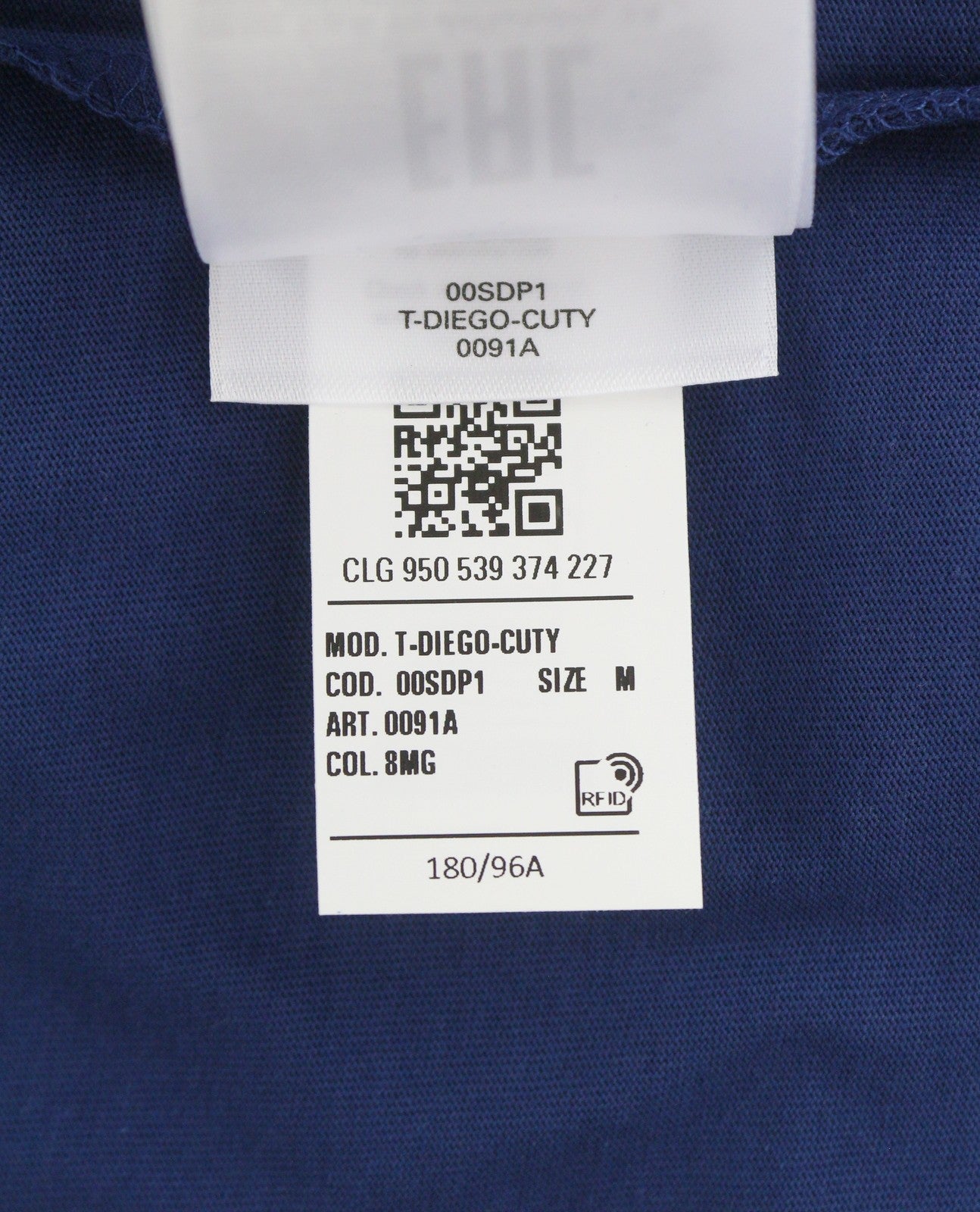 DIESEL T-Diego-Cuty Men T-Shirt M Blue Cotton Tricot Crew Short Sleeve