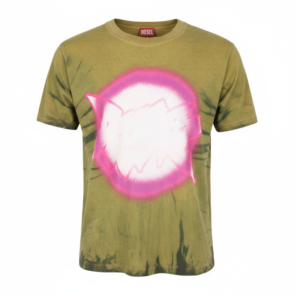 DIESEL T-Boxt-R24 Men T-Shirt M Green Oversized Printed Short Sleeve RRP150