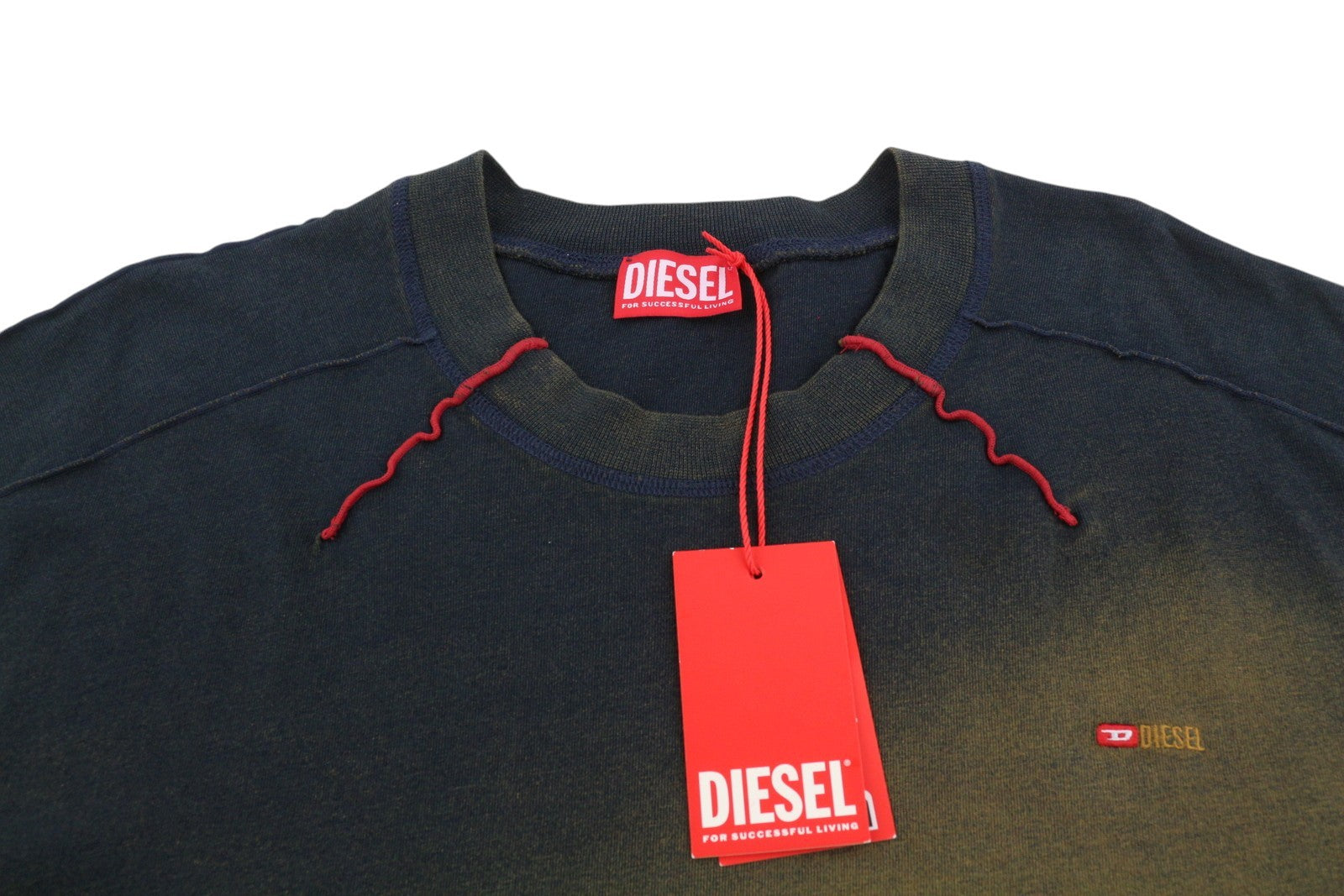 DIESEL T-Crao-LS Men T-Shirt XL Garment Dyed Embroidered Logo Long Sleeve RRP150