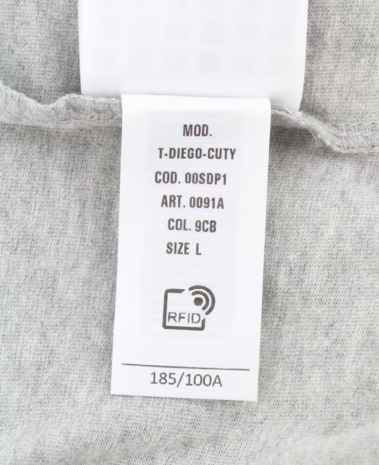 DIESEL T-Diego-Cuty Men T-Shirt L Grey Melange Crew Neck Short Sleeve