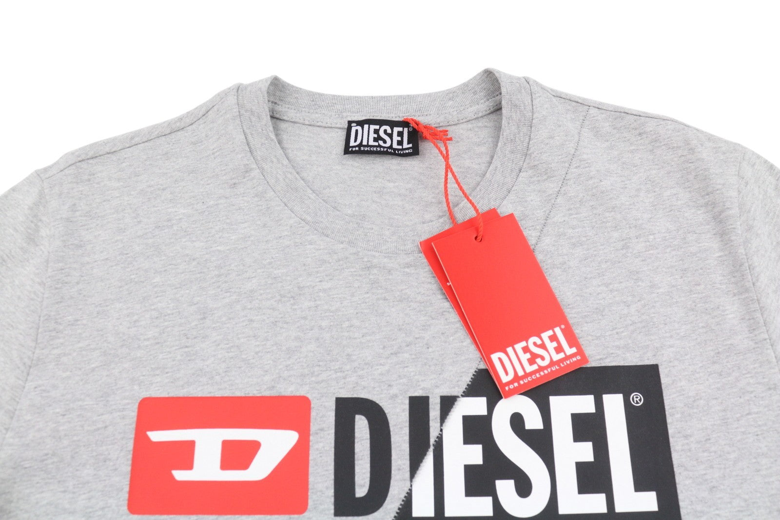 DIESEL T-Diego-Cuty Men T-Shirt L Grey Melange Crew Neck Short Sleeve