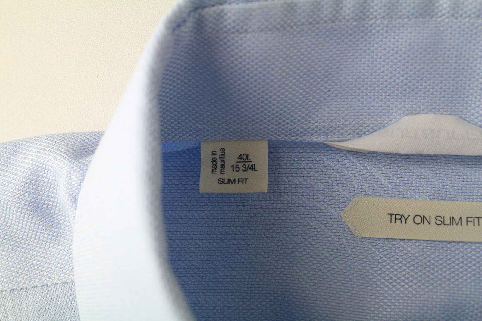 SUITSUPPLY Men Shirt 40L/15 3/4L Slim Fit Long Sleeve Classic Blue Pure Cotton