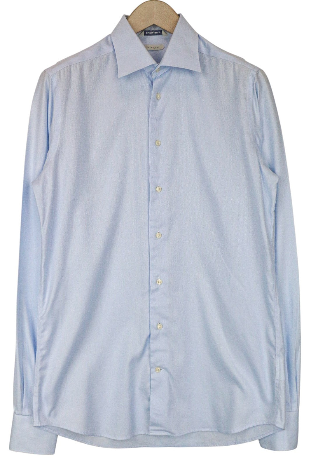 SUITSUPPLY Men Shirt 40-7/15 3/4L Slim Blue Pure Cotton Button-Up Classic