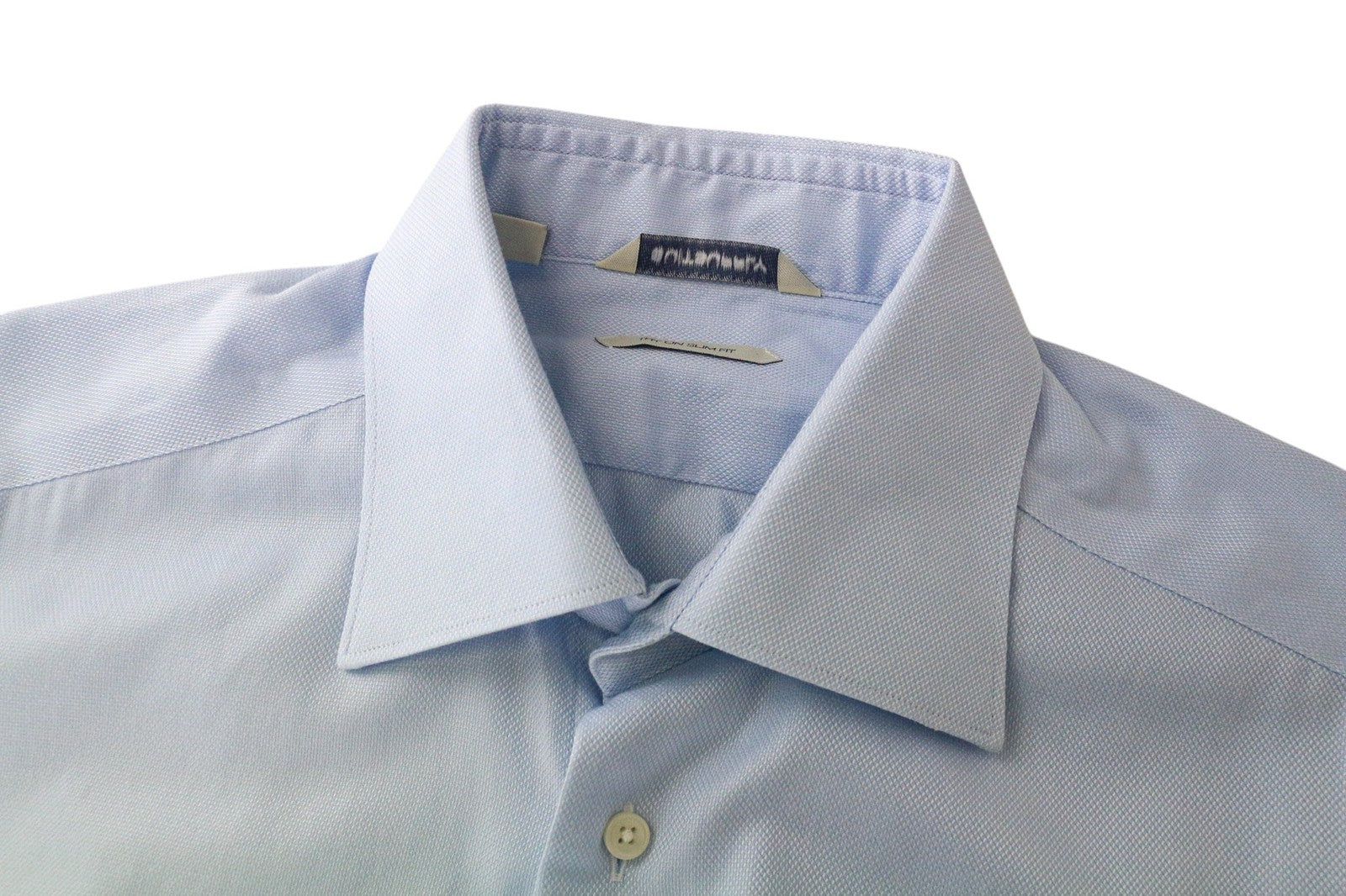 SUITSUPPLY Men Shirt 40-7/15 3/4L Slim Blue Pure Cotton Button-Up Classic