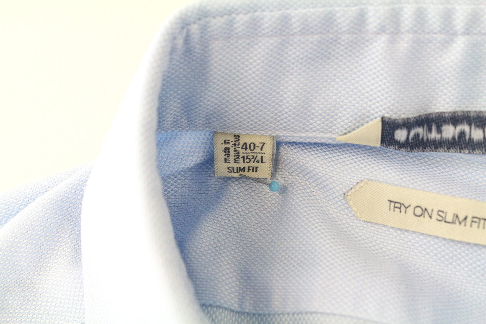 SUITSUPPLY Men Shirt 40-7/15 3/4L Slim Blue Pure Cotton Button-Up Classic