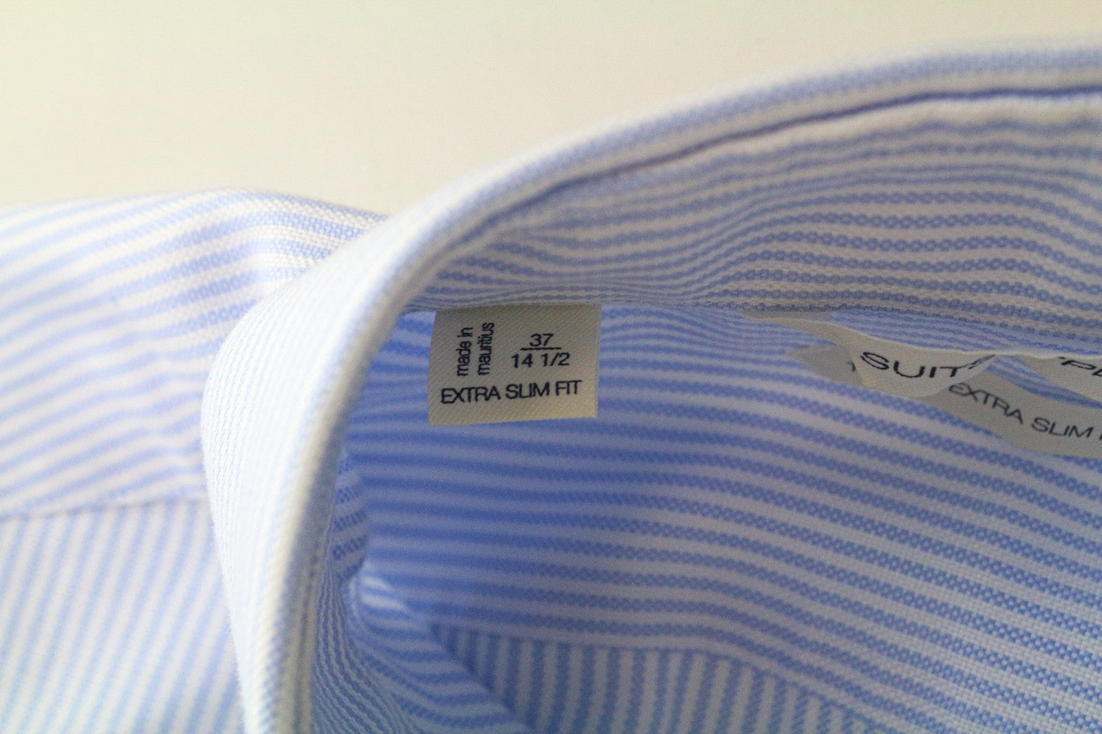 SUITSUPPLY Men Shirt 37/14 1/2 Extra Slim Blue Pure Cotton Striped Formal