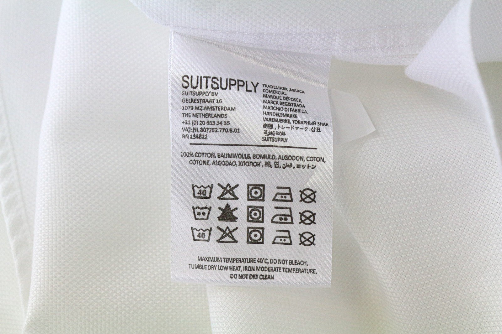 SUITSUPPLY Traveller Men Shirt 45/17 3/4 Slim Fit Long Sleeved White Cotton