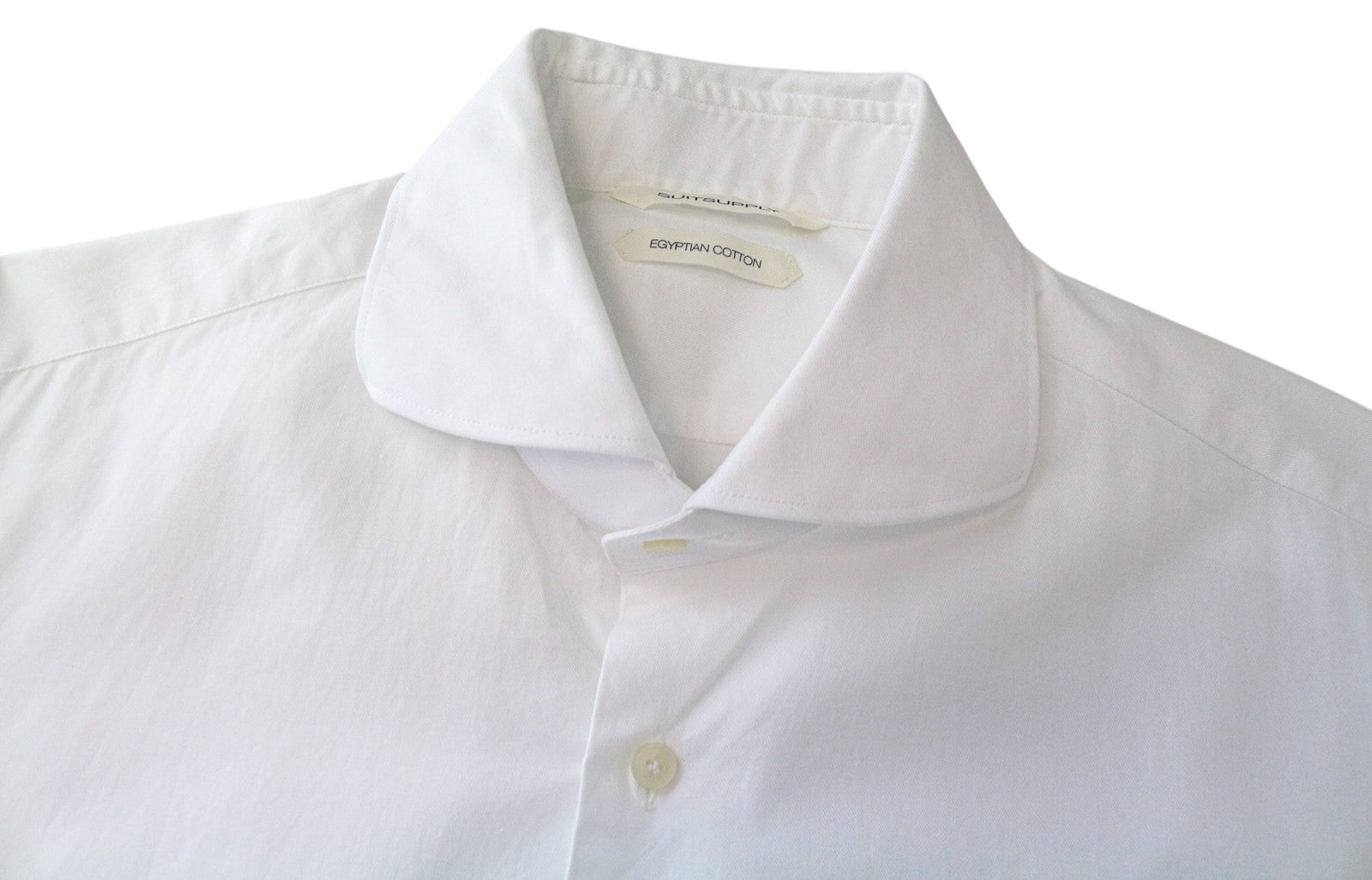 SUITSUPPLY Men Shirt 40/15 3/4 Extra Slim Pure Cotton White Cutaway Button-Up