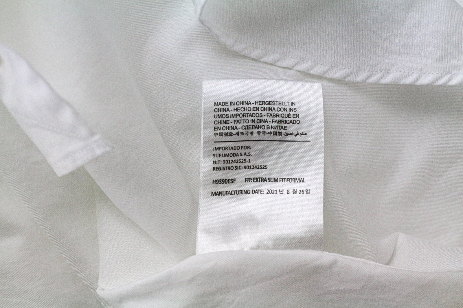 SUITSUPPLY Men Shirt 40/15 3/4 Extra Slim Pure Cotton White Cutaway Button-Up