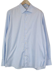 SUITSUPPLY Men Shirt 45/17 3/4 Slim Blue Pure Cotton Long Sleeve Formal