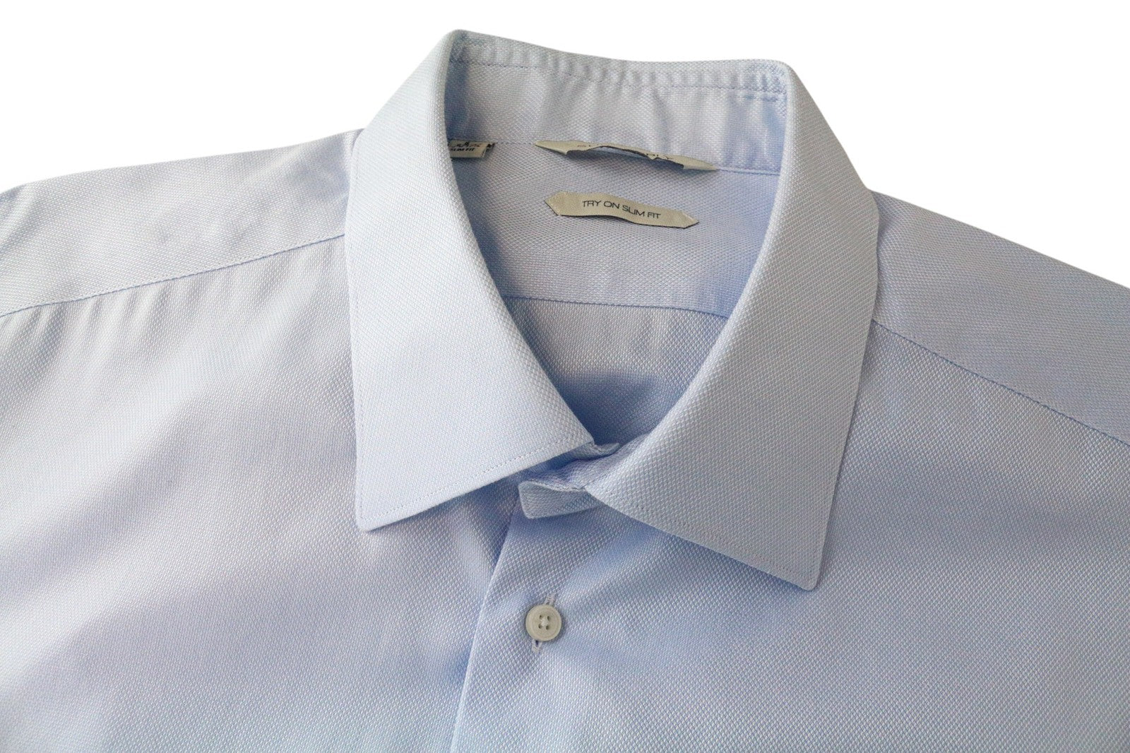 SUITSUPPLY Men Shirt 45/17 3/4 Slim Blue Pure Cotton Long Sleeve Formal
