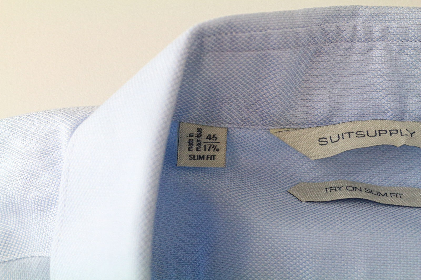 SUITSUPPLY Men Shirt 45/17 3/4 Slim Blue Pure Cotton Long Sleeve Formal