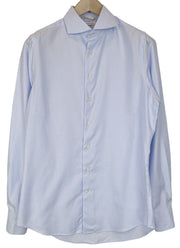 SUITSUPPLY Men Shirt 40/15 3/4 Extra Slim Blue Pure Cotton Striped Cutaway