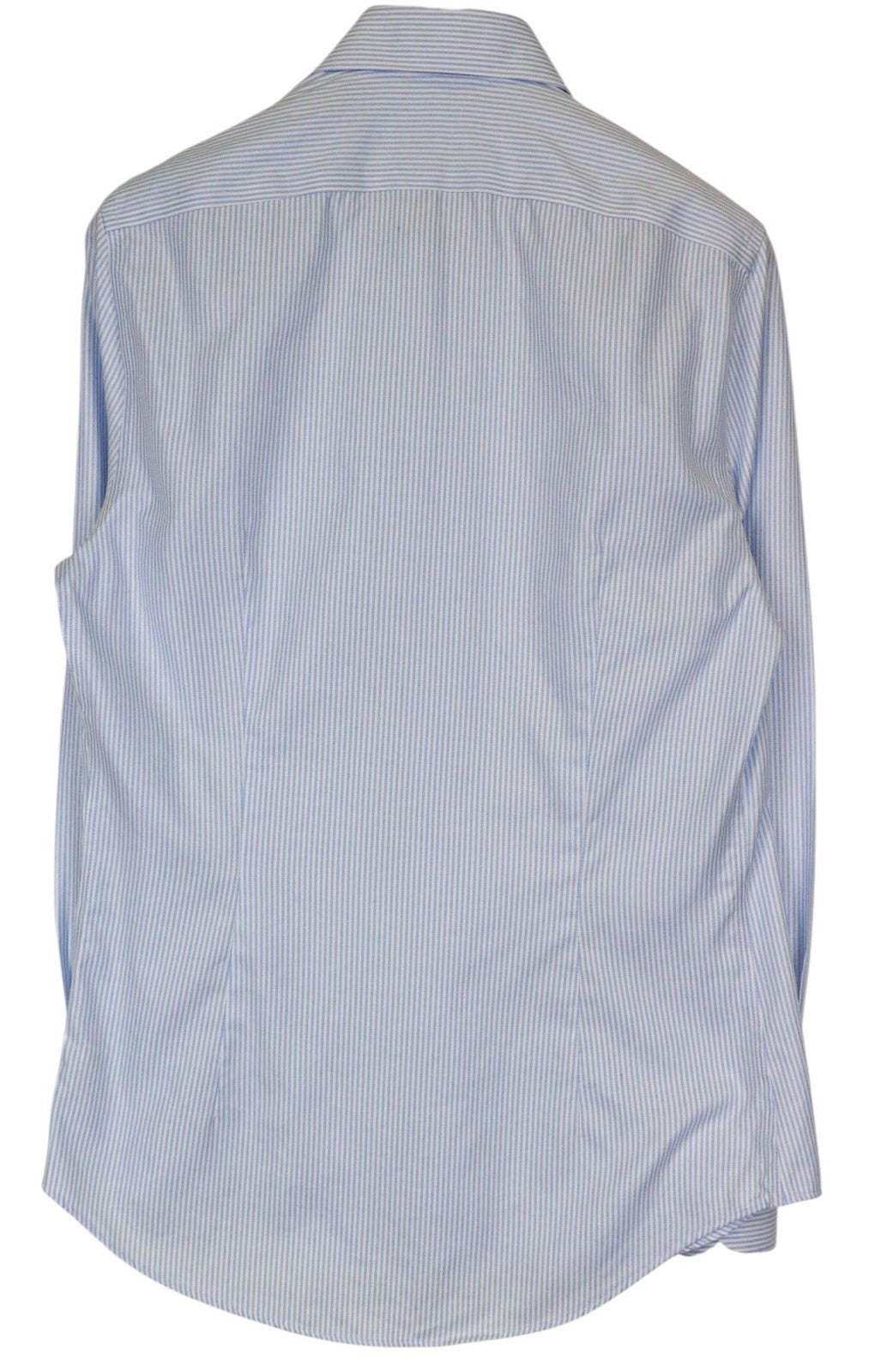 SUITSUPPLY Men Shirt 40/15 3/4 Extra Slim Blue Pure Cotton Striped Cutaway