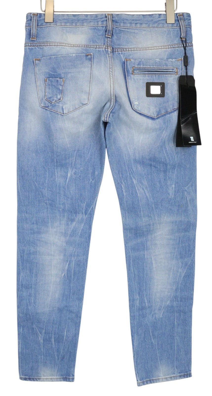 TAKESHY KUROSAWA TK08FR Men Jeans W34 Light Blue Non-Strech Slim Cut Distress