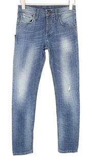 TAKESHY KUROSAWA TK75 Men Jeans W30 Blue Slim Distressed Button-Fly Stretch