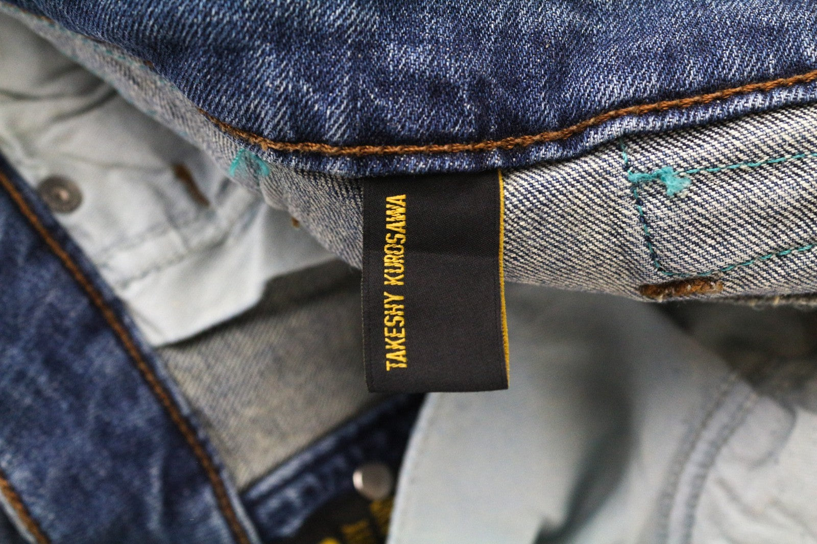 TAKESHY KUROSAWA TK75 Men Jeans W30 Blue Slim Fit Distressed Stretch Button