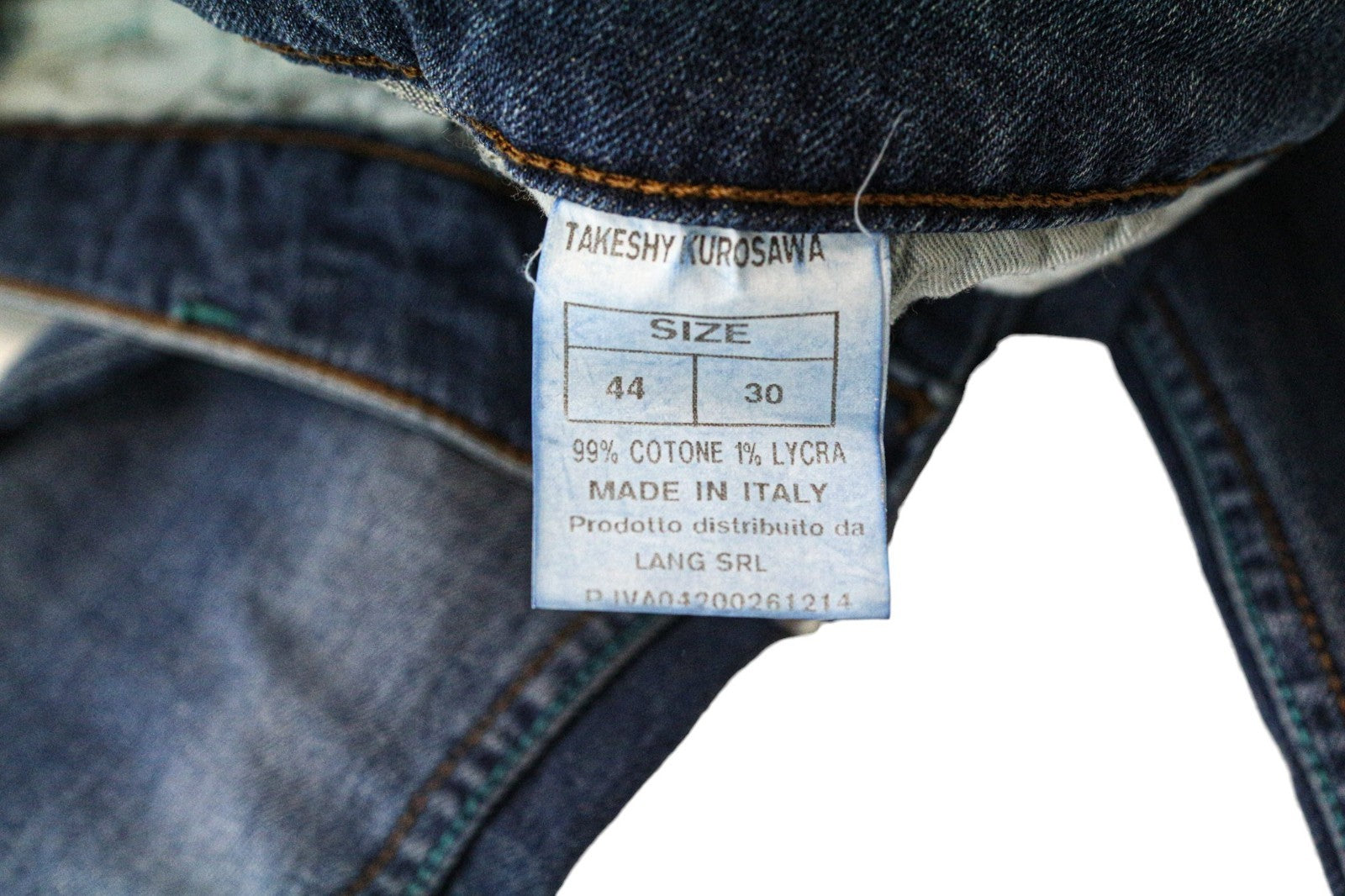 TAKESHY KUROSAWA TK75 Men Jeans W30 Blue Slim Fit Distressed Stretch Button