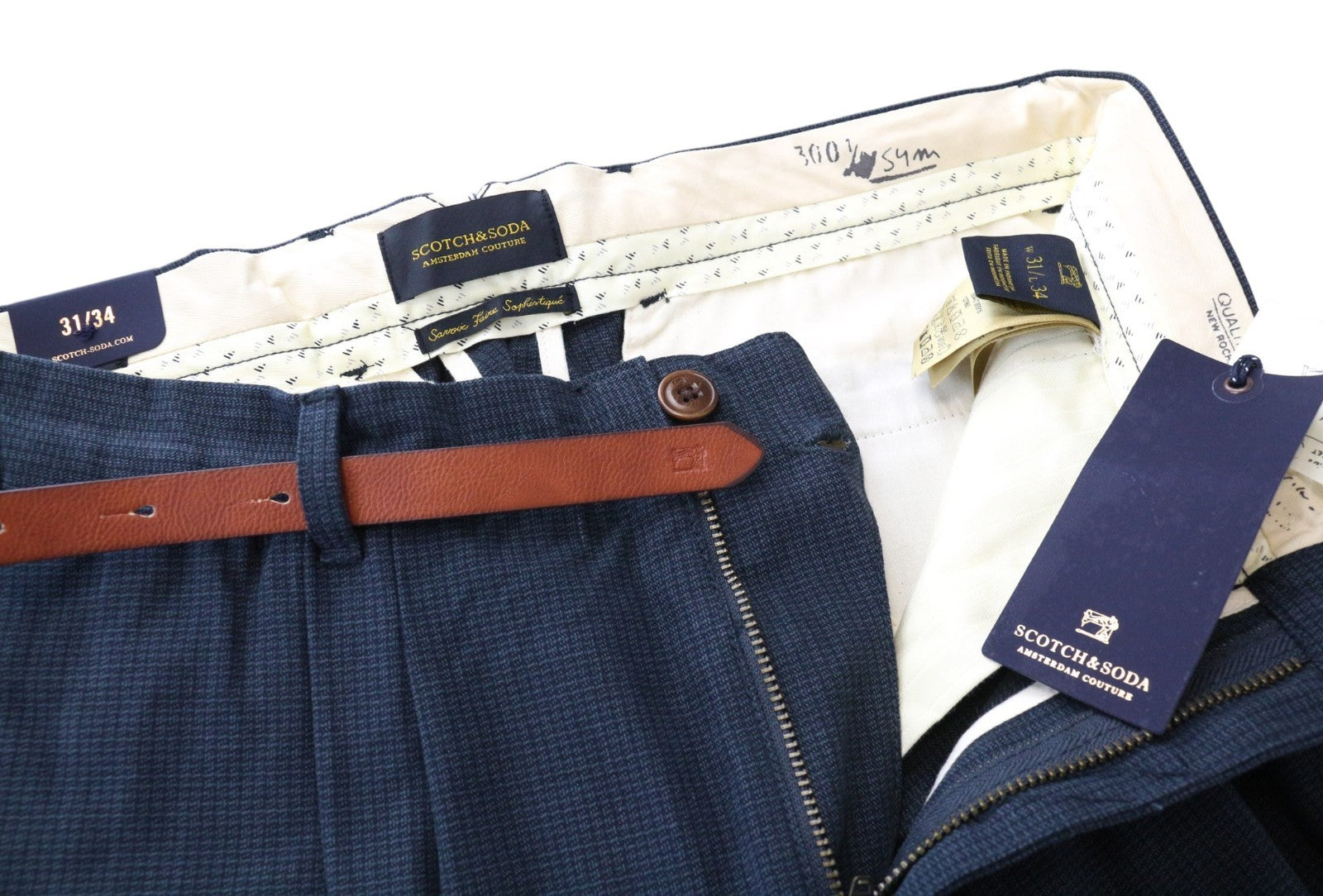 SCOTCH & SODA Stuart Men Trousers W31/L34 Grey Slim Fitted Melange Non-Stretch