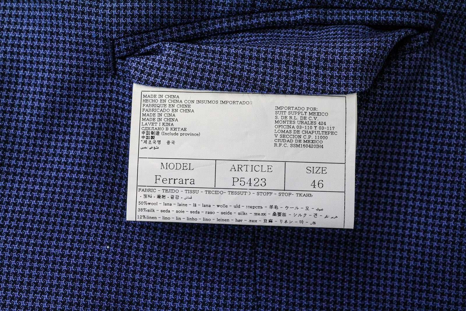 SUITSUPPLY Havana Men Blazer UK36R Slim 2Pc Waistcoat Houndstooth Wool Silk
