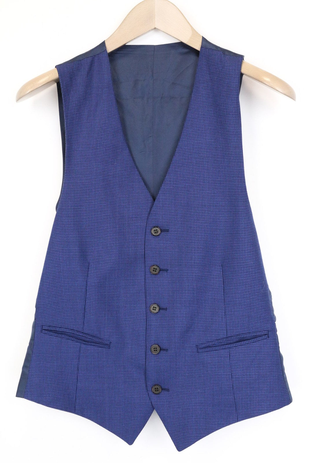 SUITSUPPLY Havana Men Blazer UK36R Slim 2Pc Waistcoat Houndstooth Wool Silk
