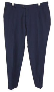 SUITSUPPLY Soho Men Trousers UK48R Blue Slim Melange Flat-Front Wool Linen