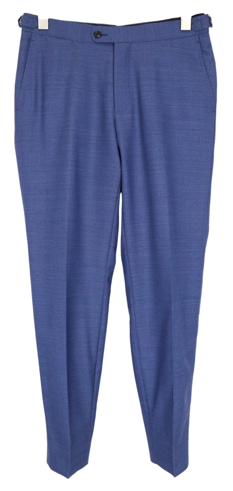 SUITSUPPLY Brescia Men Trousers UK28S Mid Blue Slim Melange Flat-Front Wool