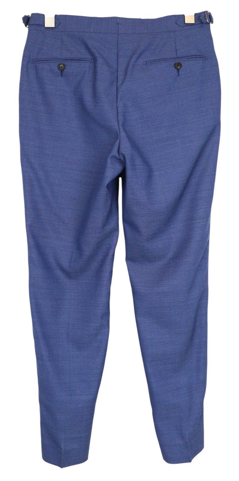 SUITSUPPLY Brescia Men Trousers UK28S Mid Blue Slim Melange Flat-Front Wool