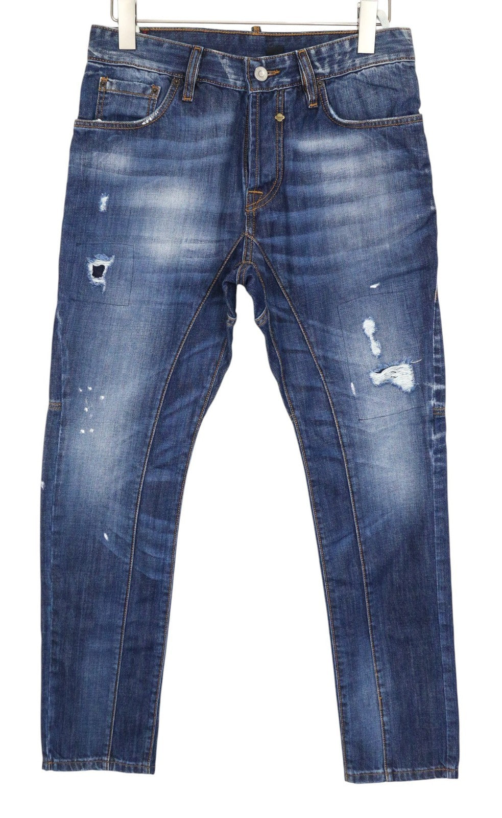 TAKESHY KUROSAWA TK 55 P Men Jeans W30 Buttoned Blue Slim Tapered Distressed