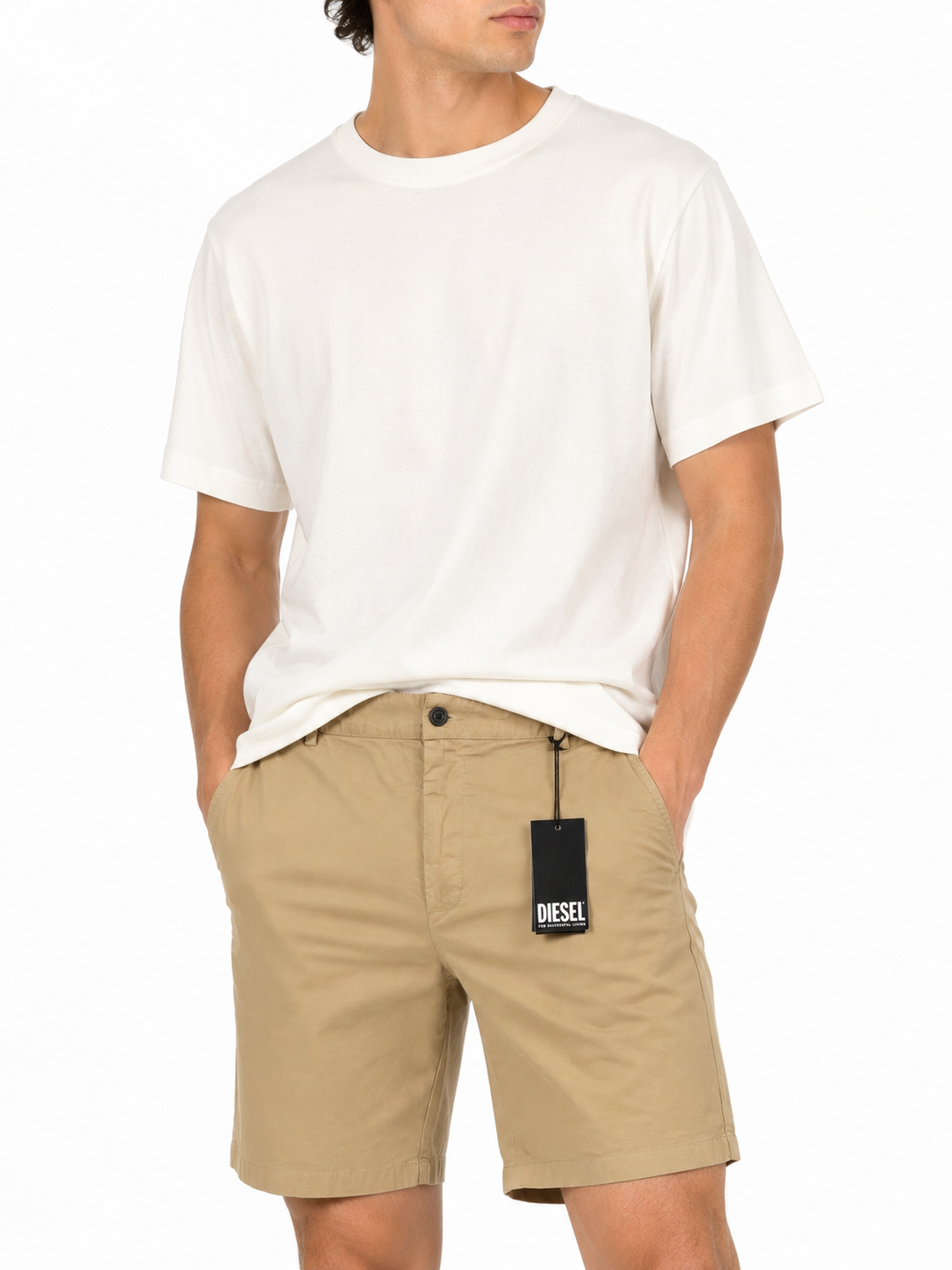 DIESEL P-Lars-Short-In Men Shorts 52 W36 Brown Zip Fly Classic Chino RRP120