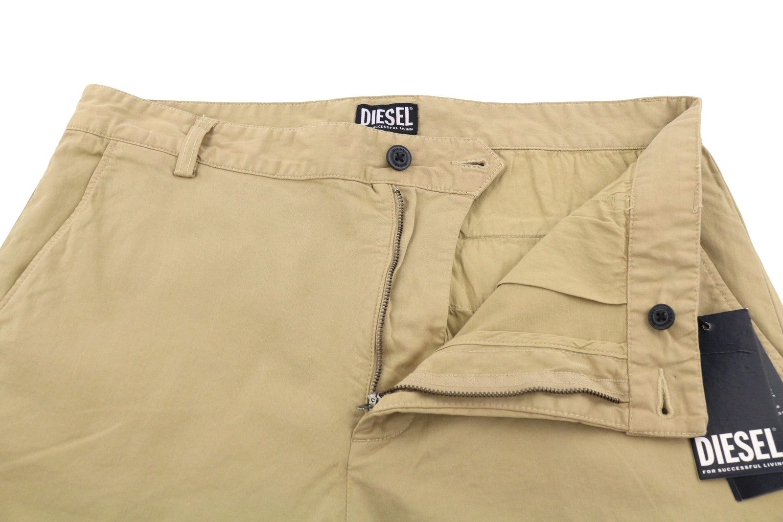 DIESEL P-Lars-Short-In Men Shorts 52 W36 Brown Zip Fly Classic Chino RRP120