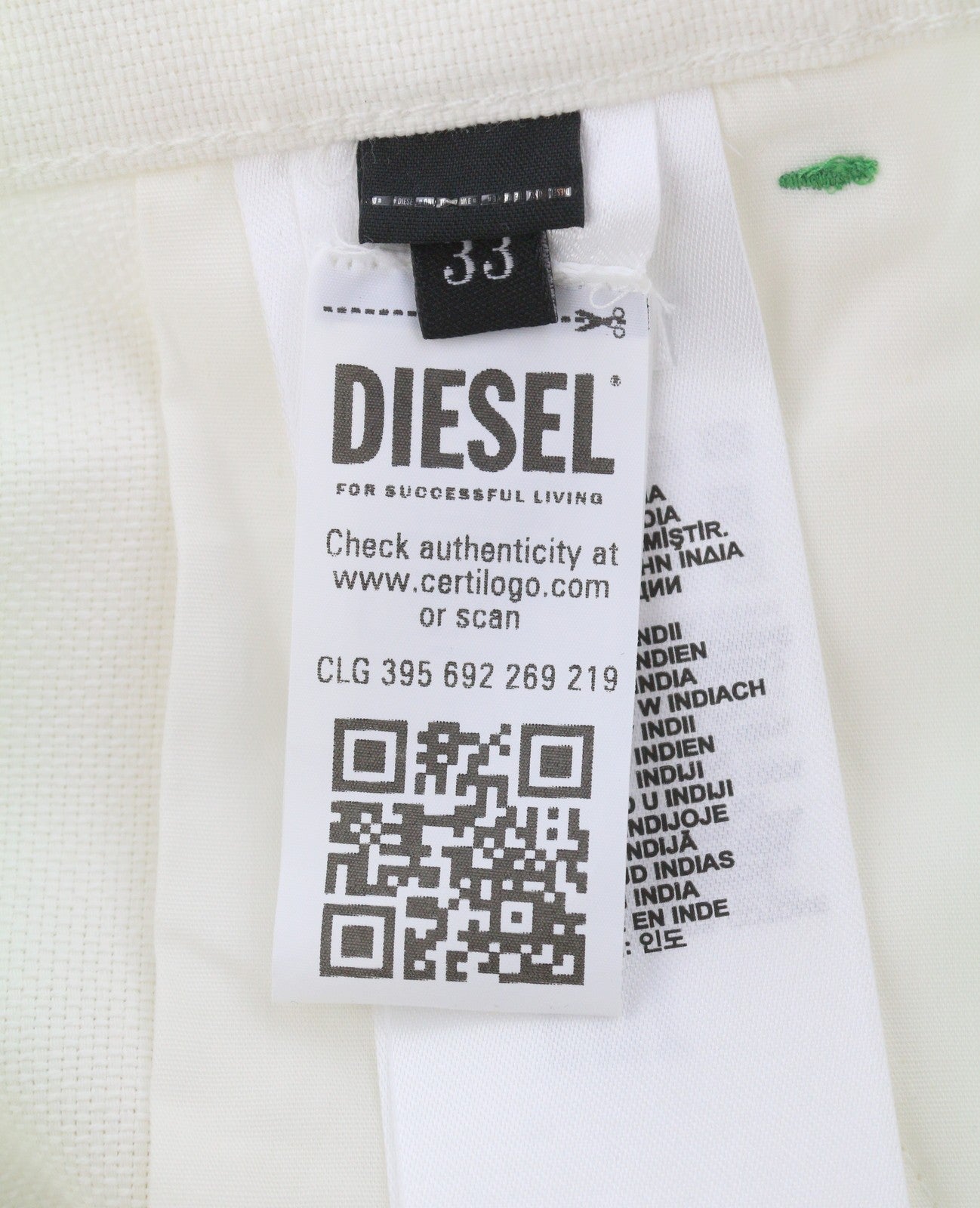 DIESEL New Egan Men Shorts W33 White Rigid Patch Pockets RRP140