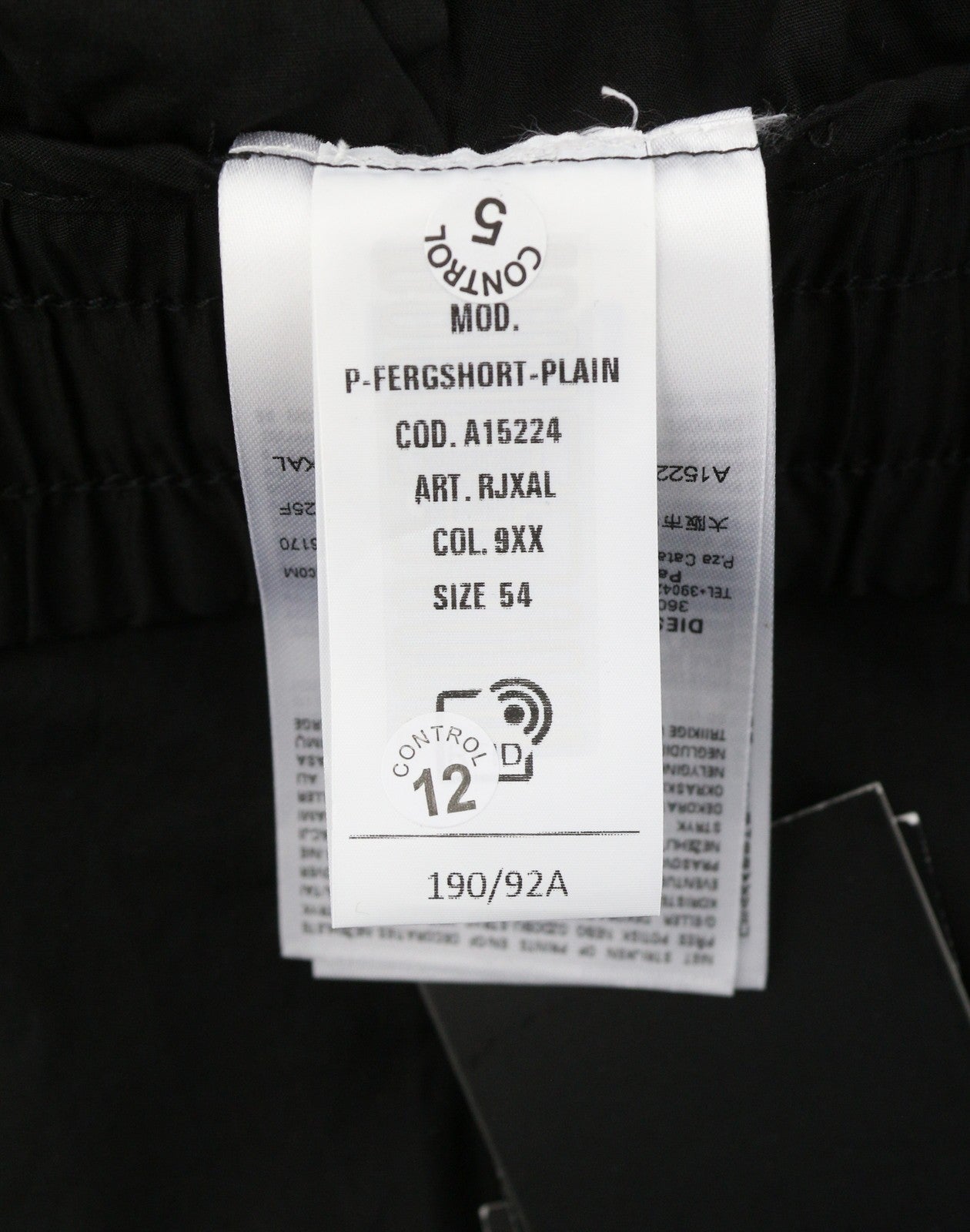 DIESEL P-Fergshort-Plain Men Shorts 54 W36 Black Elastic Drawstring Waist RRP175