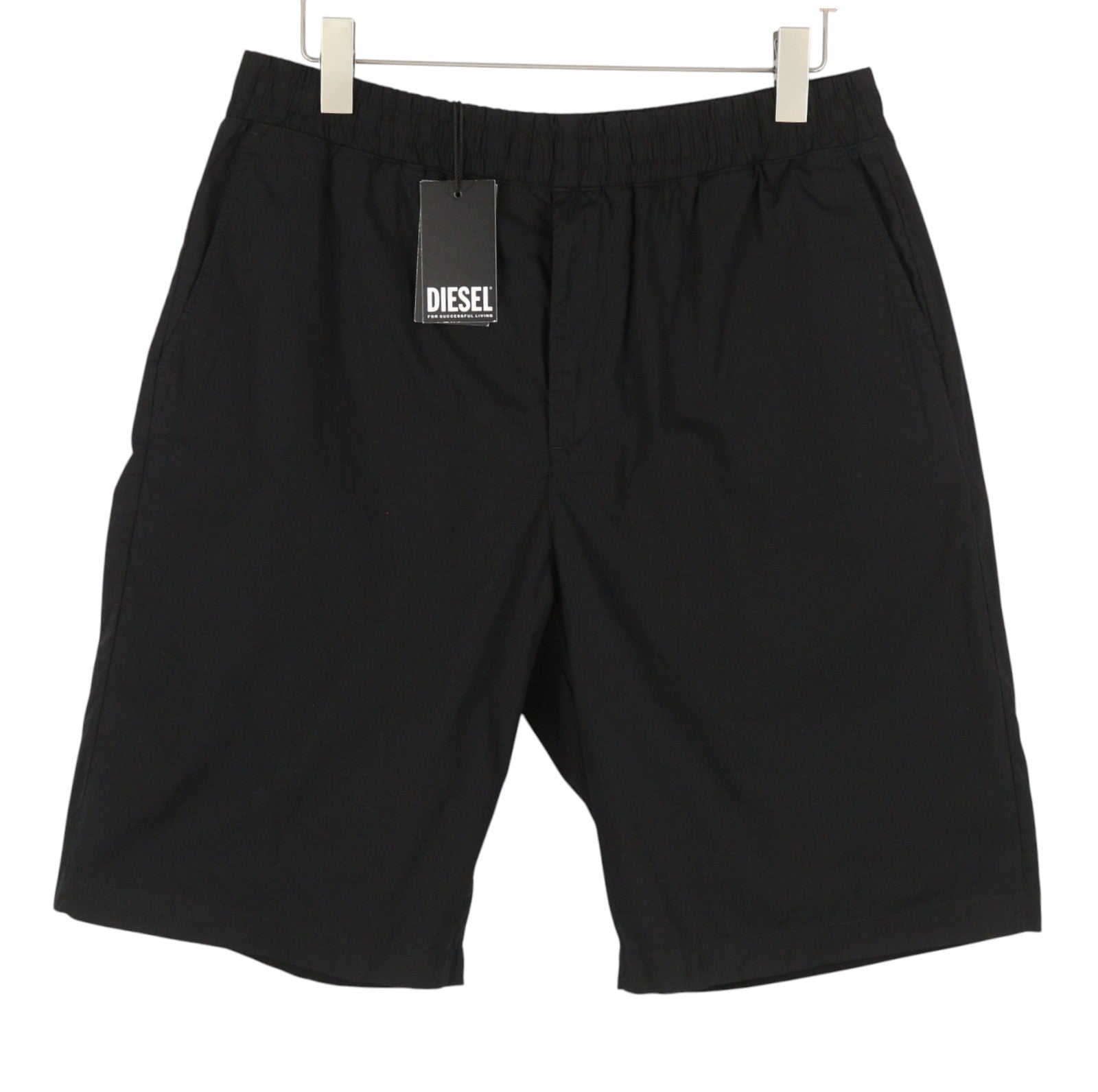 DIESEL P-Fergshort-Plain Men Shorts 54 W36 Black Elastic Drawstring Waist RRP175