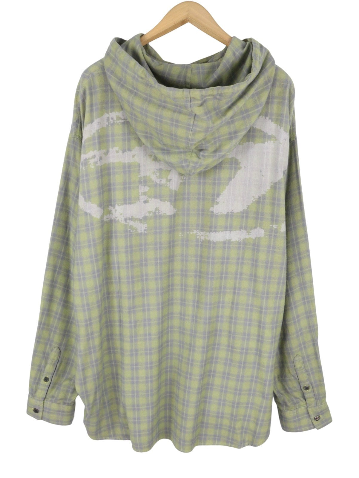 DIESEL S-Dewny-Hood-B Men Shirt 52 Green Plaid Flannel Hooded Overshirt RRP275