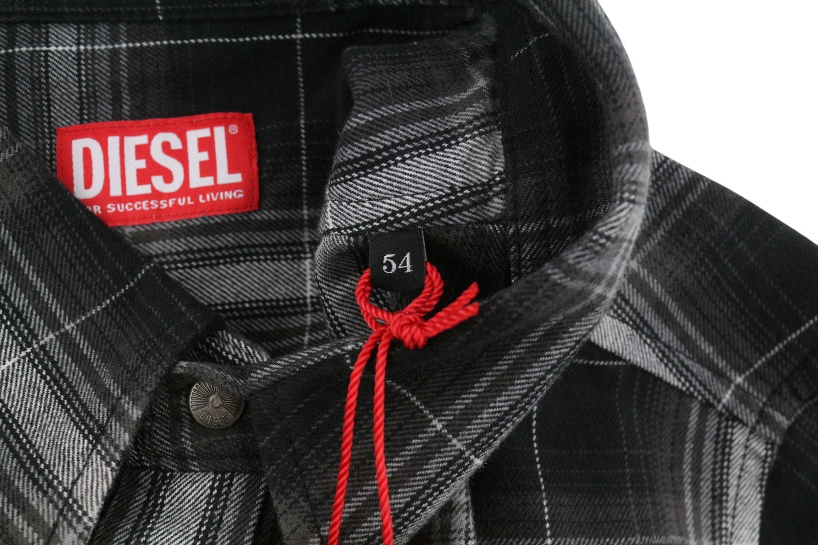 DIESEL S-Simply-A Men Shirt 54 Black Flannel Plaid Thick Overshirt RRP195