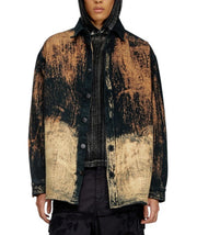DIESEL S-Jan Men Jacket 50 Black Printed Fleece Thick Overshirt RRP295