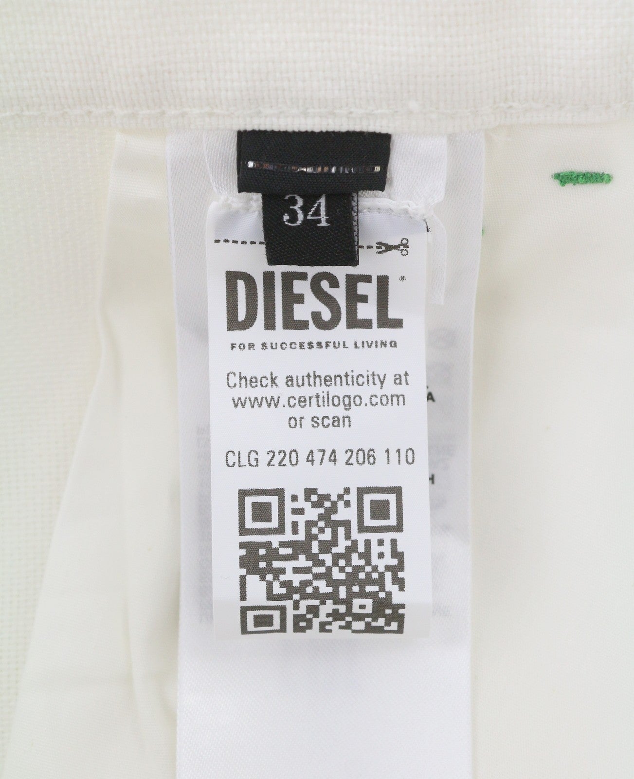 DIESEL New Egan Men Shorts W34 White Rigid Patch Pockets RRP140