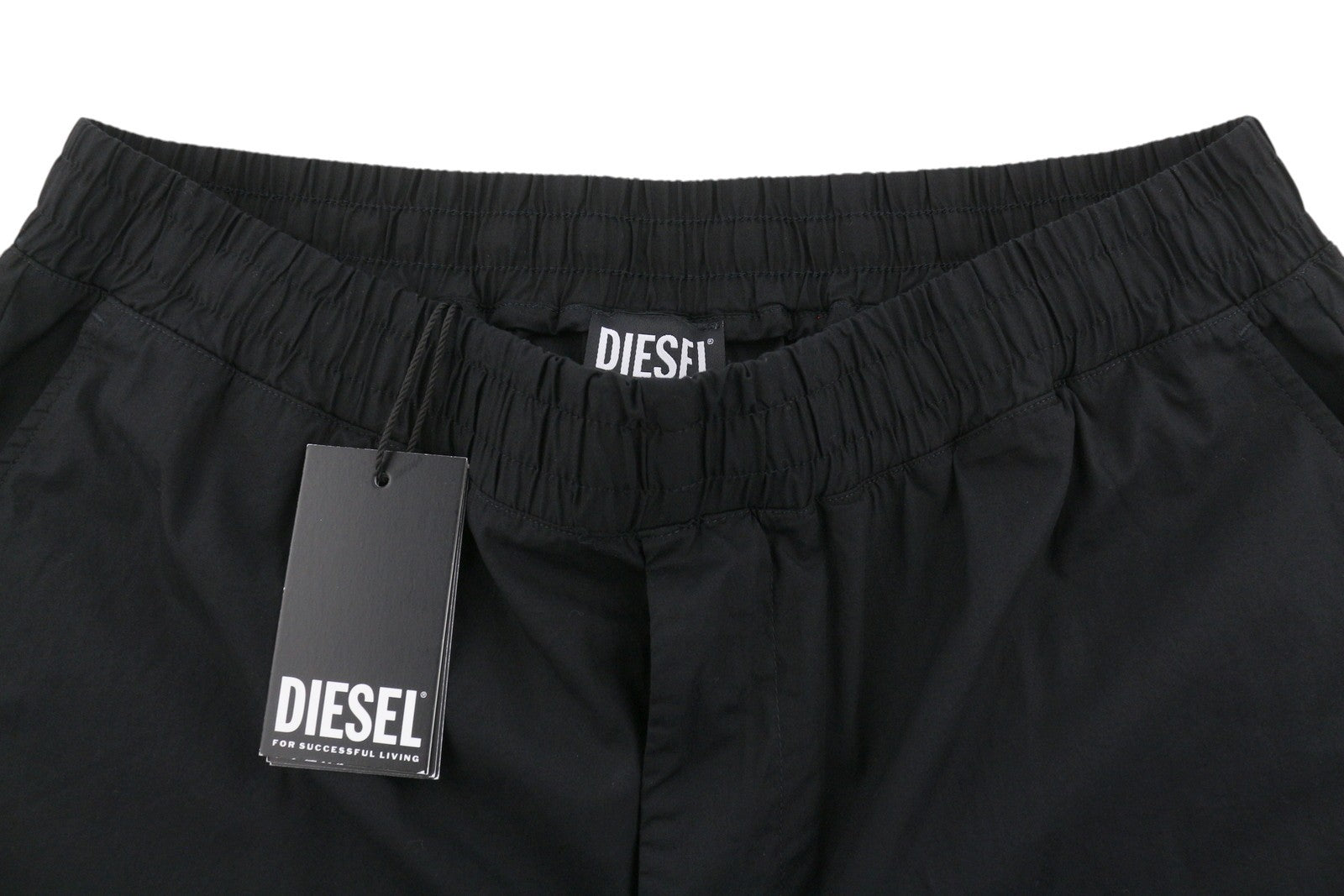 DIESEL P-Fergshort-Plain Men Shorts 52 W34 Black Elastic Drawstring Waist RRP175