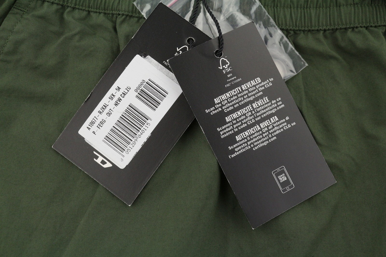DIESEL P-Ferg-Out-New Men Shorts 54 W36 Khaki Green Elastic Waist RRP120