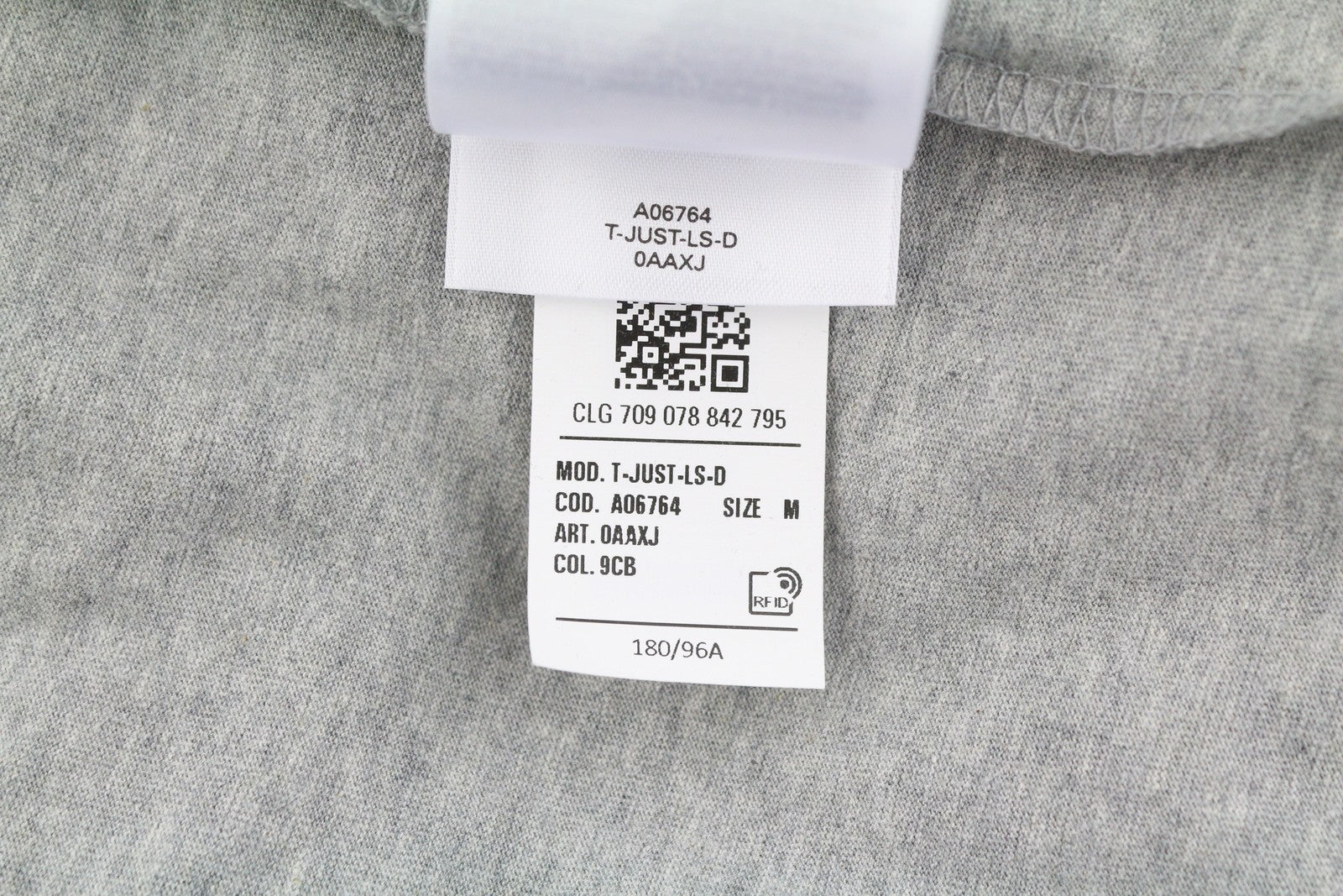 DIESEL T-Just-LS-D Men T-Shirt M Grey Melange Crew Neck Long Sleeve