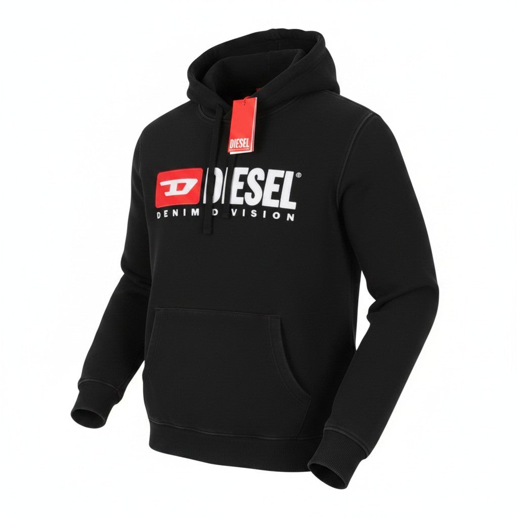 DIESEL S-Ginn-Hood-DIV Men Hoodie M Black Kangaroo Pocket Pull On RRP160