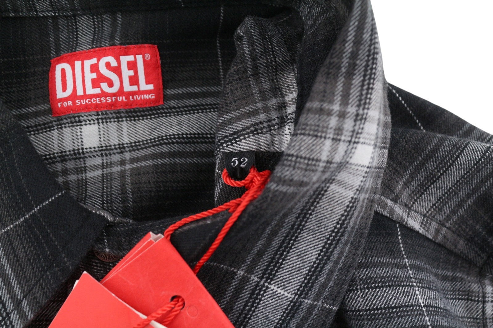 DIESEL S-Simply-A Men Shirt 52 Black Flannel Plaid Thick Overshirt RRP195