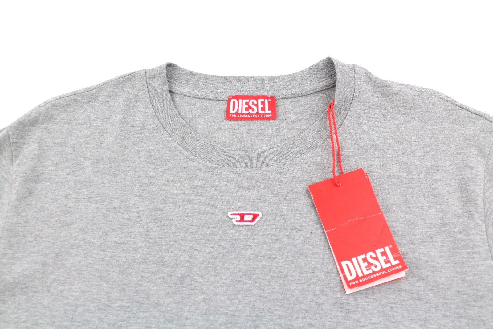 DIESEL T-Just-LS-D Men T-Shirt 3XL Grey Melange Crew Neck Long Sleeve