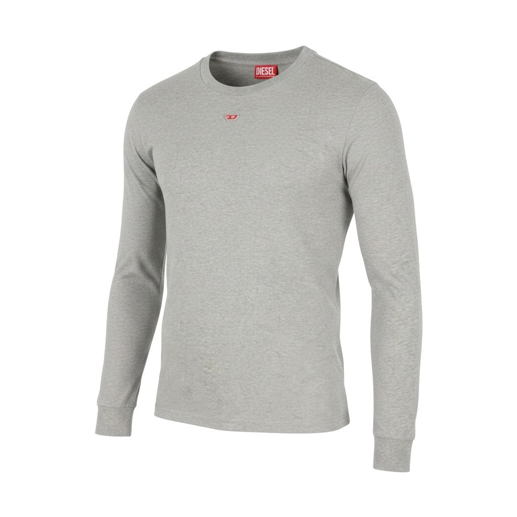 DIESEL T-Just-LS-D Men T-Shirt 2XL Grey Melange Crew Neck Long Sleeve