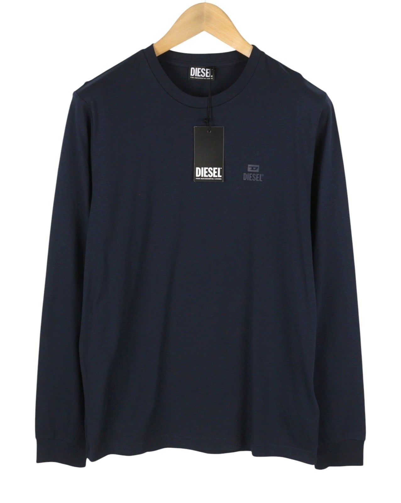 DIESEL T-Diego-Long-A-R-HD Men T-Shirt L Dark Blue Crew Neck Pull On